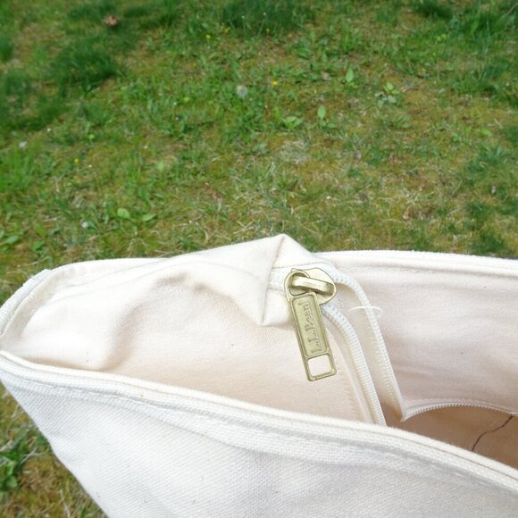 Vintage 90s LL Bean Boat Tote Bag Canvas Short Handles Red Jumbo XL 26"x16 Zip - Picture 4 of 7